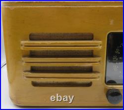 Vintage 1940s Zenith Table Tube Radio AM/FM Solid Wood Case Brown Art Deco Rare