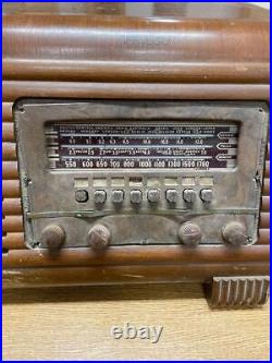 Vintage 1941 Philco 41-250 Wooden Case Table Top Log Cabin Radio READ DSCRPTN