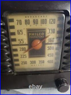 Vintage 1946 Philco Transitone Bakelite Tube Radio 46-200 Working Condition MCM