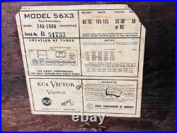 Vintage 1946 RCA Victor 56X3 Wood AM Tube Radio Art Deco Parts Repair