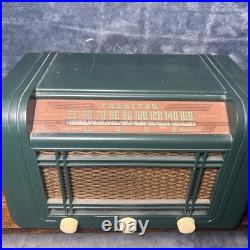 Vintage 1946 Truetone D2613 Green Bakelite Tube Radio Art Deco Parts/Repair