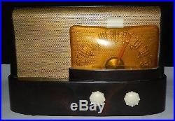 Vintage 1947 Emerson Table Radio Model 511 Bakelite Case Working Brown Case
