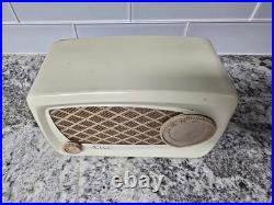 Vintage 1950 Arvin 740T Tube Radio Metal Case Working Serviced Ivory MCM