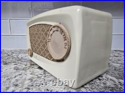 Vintage 1950 Arvin 740T Tube Radio Metal Case Working Serviced Ivory MCM