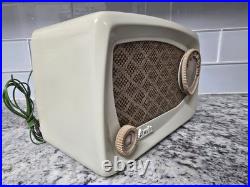 Vintage 1950 Arvin 740T Tube Radio Metal Case Working Serviced Ivory MCM