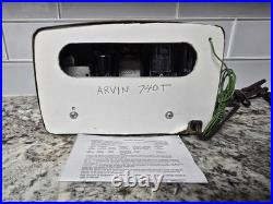 Vintage 1950 Arvin 740T Tube Radio Metal Case Working Serviced Ivory MCM