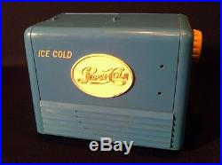 Vintage 1950 Pepsi Cooler Old Blue Bakelite Soda Coin Op Cola Machine Tube Radio