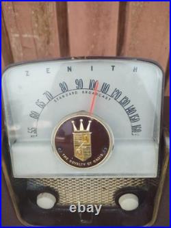 Vintage 1950 Zenith G503 Tube Portable Radio Bakelite Flip-Up Dial Original Box