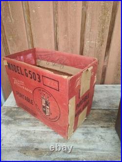 Vintage 1950 Zenith G503 Tube Portable Radio Bakelite Flip-Up Dial Original Box