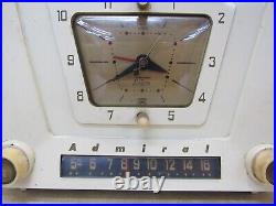 Vintage 1950's Admiral 5X23 AM Mid Century Tube Clock Radio Ivory Bakelite