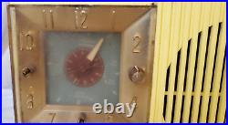 Vintage 1950's Firestone Clock/ AM Tube Radio Yellow Tested
