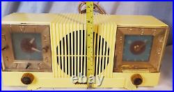 Vintage 1950's Firestone Clock/ AM Tube Radio Yellow Tested
