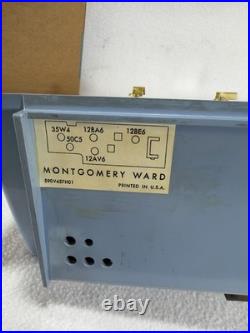 Vintage 1950's Montgomery Ward AM Radio Clock Alarm GTM 1823A Blue White works