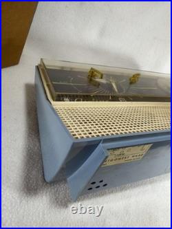 Vintage 1950's Montgomery Ward AM Radio Clock Alarm GTM 1823A Blue White works