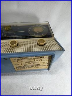 Vintage 1950's Montgomery Ward AM Radio Clock Alarm GTM 1823A Blue White works