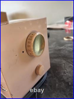 Vintage 1950's Pink Airline 1651A Tube RadioTelechron ClockRARE Clean Works