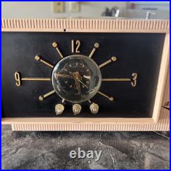 Vintage 1950's Pink Airline 1651A Tube RadioTelechron ClockRARE Clean Works