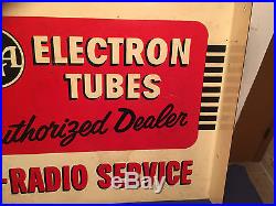 Vintage 1950's RCA Electron Tubes TV Radio Service tin metal Flange sign
