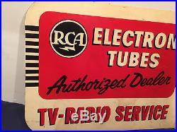 Vintage 1950's RCA Electron Tubes TV Radio Service tin metal Flange sign