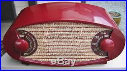 Vintage 1950's Sparton Model 50350 Maroon Red Colour Football Oval Radio