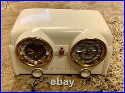 Vintage 1950s Crosley Tube Radio Clock & Radio D-25-WE White Works