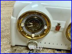 Vintage 1950s Crosley Tube Radio Clock & Radio D-25-WE White Works