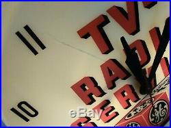 Vintage 1950s GE TV Tubes Radio Service Lighted Clock 16 Dualite Works