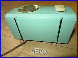 Vintage 1950s Mid Century Modern Turquoise Motorola Tube Clock Radio