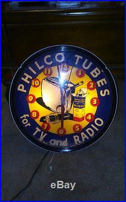 Vintage 1950s Philco Tubes for Tv & Radios Advertising Plastic Clock 16