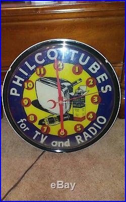 Vintage 1950s Philco Tubes for Tv & Radios Advertising Plastic Clock 16