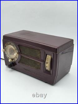 Vintage 1950s Westinghouse H-355T5 Tube Radio Telechron Alarm Clock Maroon. Read Vintage 1950s Westinghouse H-355T5 Tube Radio Telechron Alarm Clock Maroon. Read