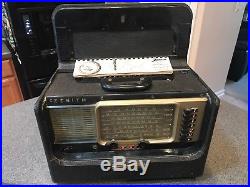 Vintage 1950s Zenith A600 Black Leather Trans-Oceanic Wave Magnet Radio WORKS