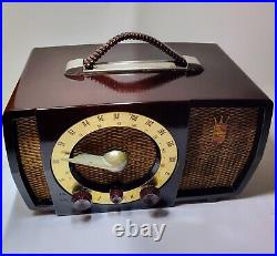 Vintage 1950s Zenith H724Z Brown Bakelite Tube Dial AM/FM Radio Tested Working