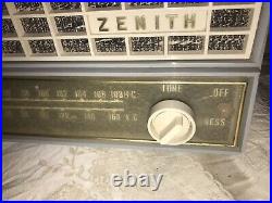 Vintage 1950s Zenith #s-41786 am/fm Table Radio WORKING BLUE GRAY