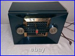 Vintage 1951 1952 Crosley 11-109U Decorator Tube AM Radio Hunter Green Working