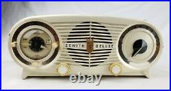 Vintage 1952 Zenith Deluxe K518 Bakelite AM Radio Alarm Clock Owl Eye Retro MCM