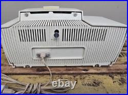 Vintage 1957 GE Clock Radio Model 912D Tube AM White Mid Century Modern WORKING
