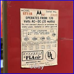 Vintage 1957 Motorola Tube Radio 5T11R AM Tested & Working For Repair READ