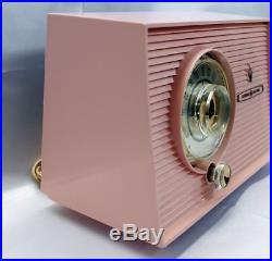 Vintage 1957 Pink Ge Model 877 Tube Radio Nicely Restored