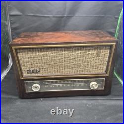 Vintage 1957 Zenith A730R AM/FM Tube Radio Wood Cabinet Tested Working USA