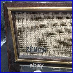 Vintage 1957 Zenith A730R AM/FM Tube Radio Wood Cabinet Tested Working USA