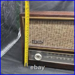 Vintage 1957 Zenith A730R AM/FM Tube Radio Wood Cabinet Tested Working USA