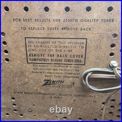 Vintage 1957 Zenith A730R AM/FM Tube Radio Wood Cabinet Tested Working USA