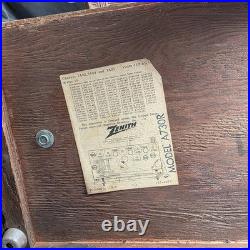 Vintage 1957 Zenith A730R AM/FM Tube Radio Wood Cabinet Tested Working USA