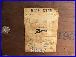 Vintage 1959 Zenith G730 AM/FM Tube Radio Works Well, Phono Input, Wood Cabinet Vintage 1959 Zenith G730 AM/FM Tube Radio Works Well, Phono Input, Wood Cabinet
