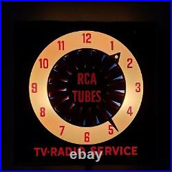 Vintage 1960's RCA TV Radio Service RCA Tubes Lighted Working Clock Dealership
