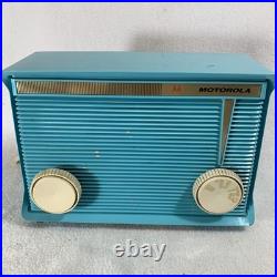 Vintage 1960s MCM Motorola Turquoise Blue AM Tube Radio A1B 24 works
