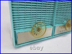 Vintage 1960s Philco Twin Speaker AM Tube Radio, 872-124 blue & white works