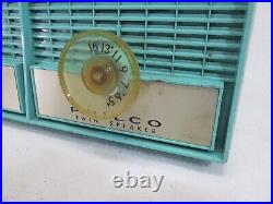 Vintage 1960s Philco Twin Speaker AM Tube Radio, 872-124 blue & white works