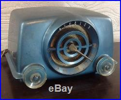 Vintage 1st Edition Crosley D-10BE Bullseye Tube Radio In Blue